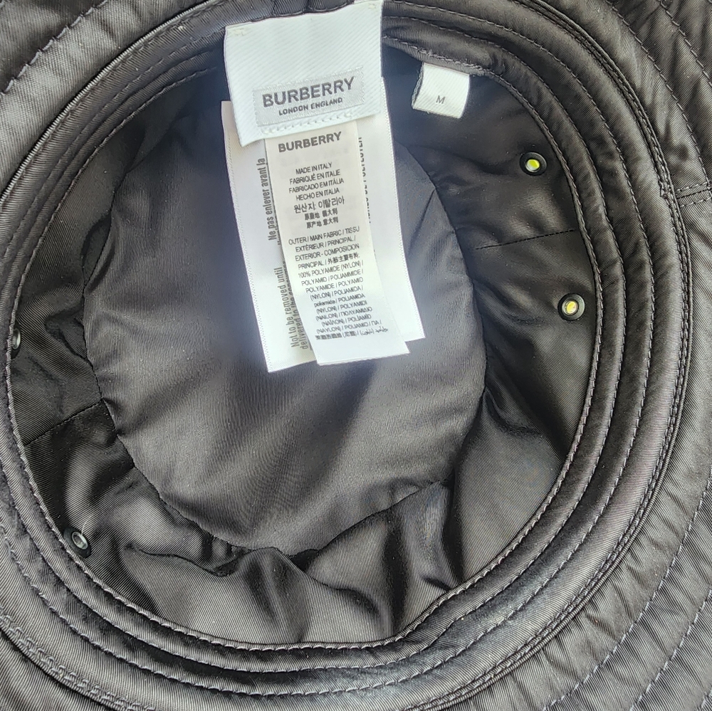 Authentic Burberry Black Bucket Hat with Logo M Size - Picture 12 of 14